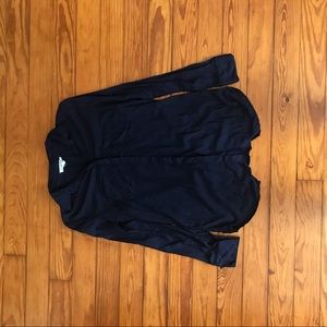 Navy Long Sleeve Casual Flowy Button Down